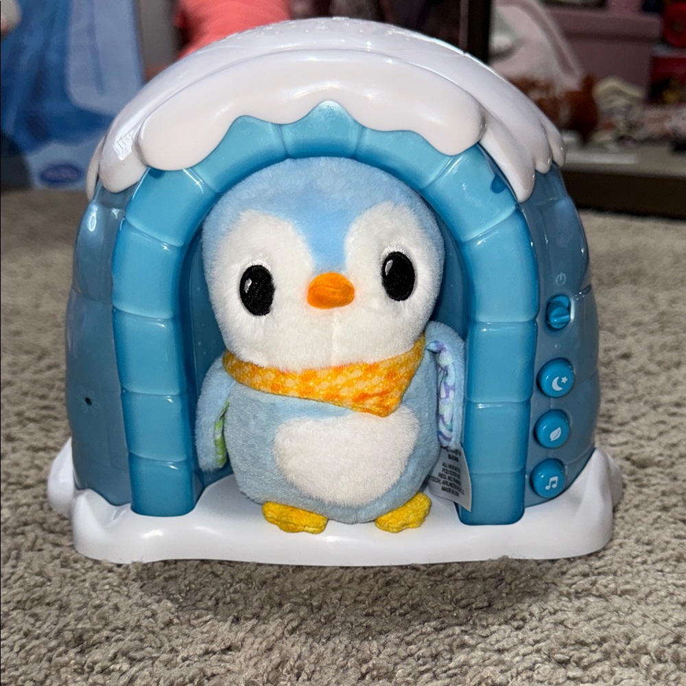 Blue Plush Penguin with Light Blue Igloo Playhouse - Kids Stuffed Toy